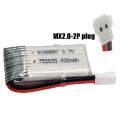 3.7V 400mAh 25C LiPo Battery MX2.0 -2P plug