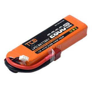7.4V 2S 2600mAh 25C LiPO Battery T plug