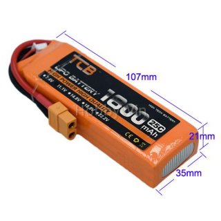 11.1V 3S 1800mAh 25C LiPO Battery XT60 plug