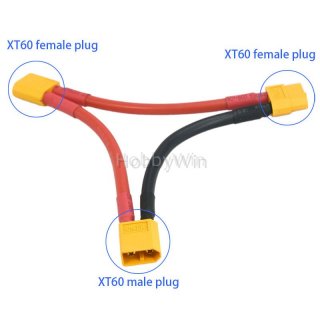 XT60 plug Serial Connection Cable 10awg wire 1 Female + 2 Male