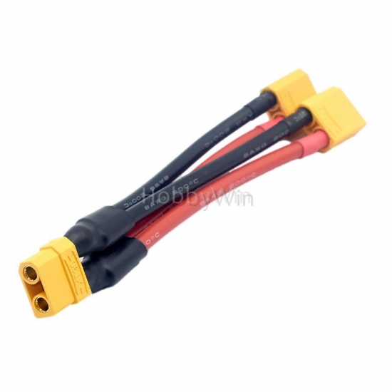 XT90 Plug Parallel Connection Cable 8awg Wire 1 Female + 2 Male - Click Image to Close