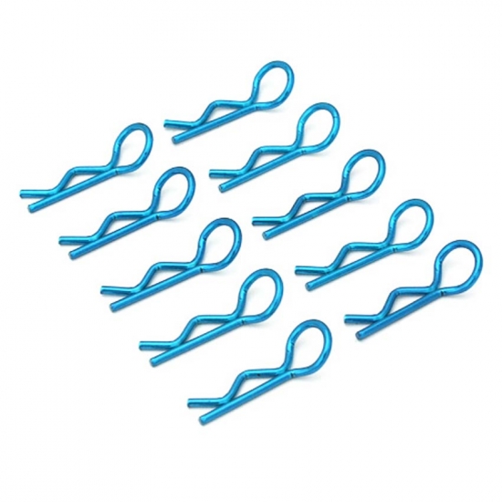 Blue Thickened Medium- Ring Body Clips 45 degree 10pcs - Click Image to Close