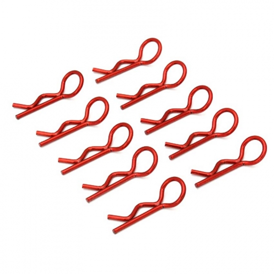 Red Thickened Medium- Ring Body Clips 45 degree 10pcs - Click Image to Close