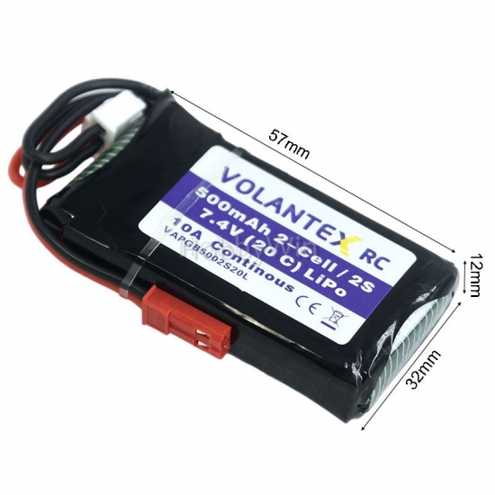 VolantexRC 765221 LiPO Battery 2S 7.4V 500mAh 20C JST plug - Click Image to Close