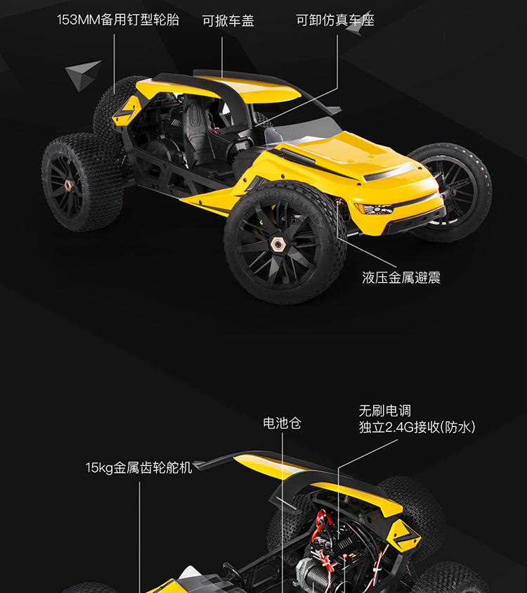 HBX T6 1/6 Brushless Motor RC Dune Buggy