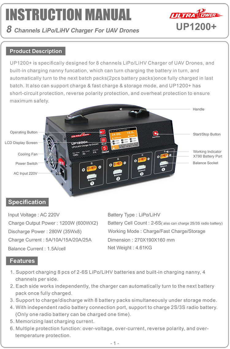 UP1200+ Octuple charger