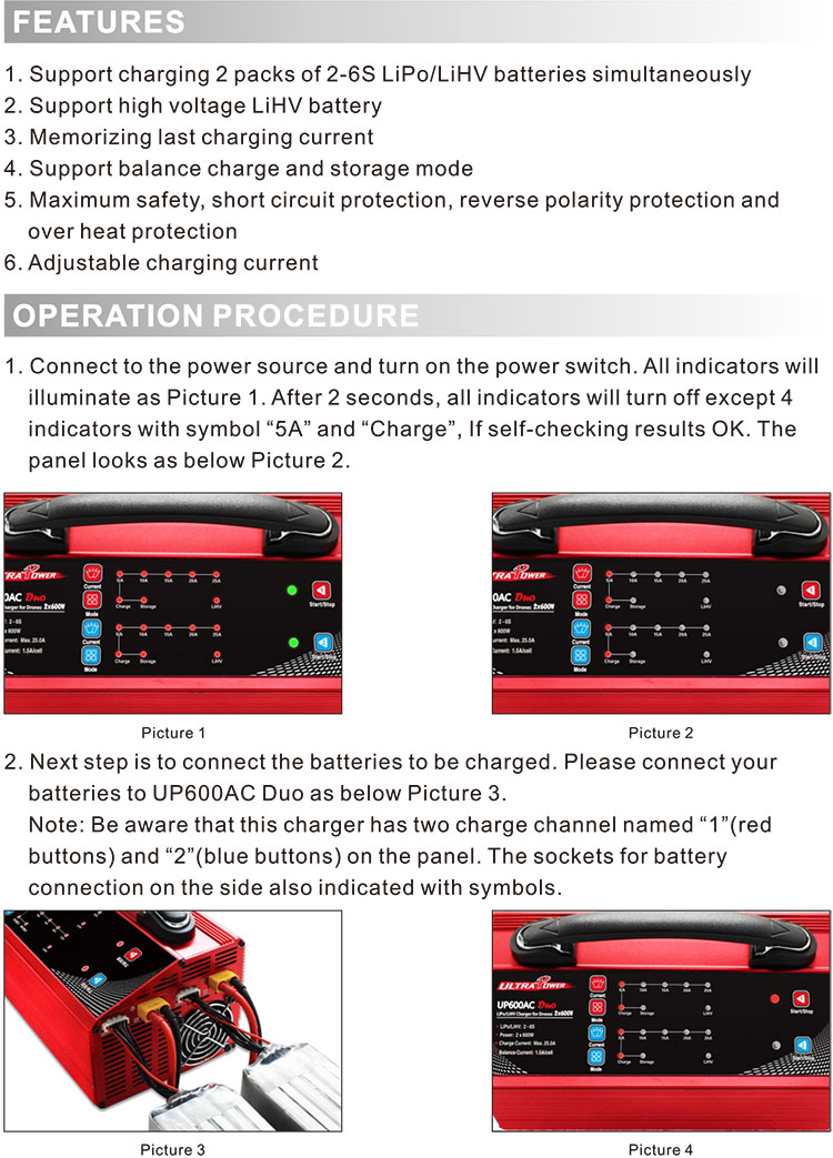 UP600AC DUO Dual LiPo LiHV Battery Charger