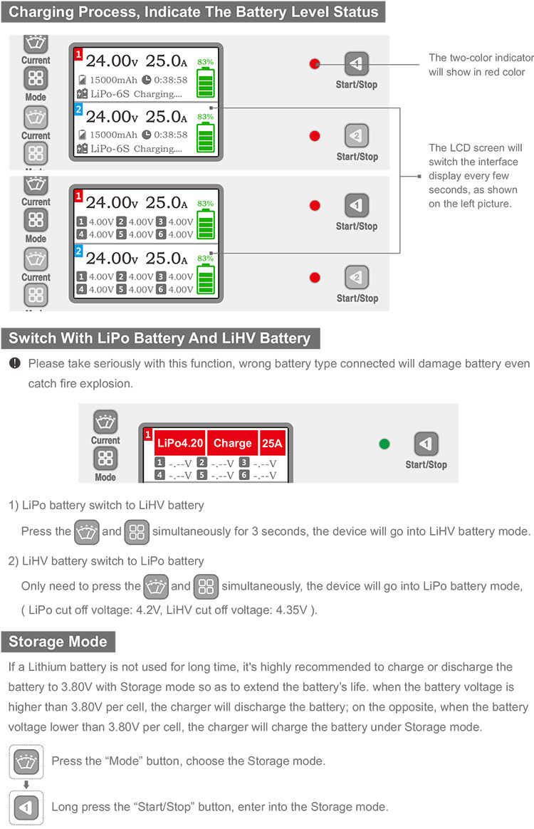 UP600+ Dual Channels LiPO LiHV Charger for Big Drones