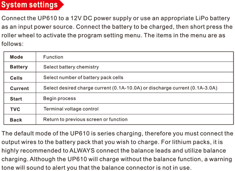 UP610 Balance Charger 200W