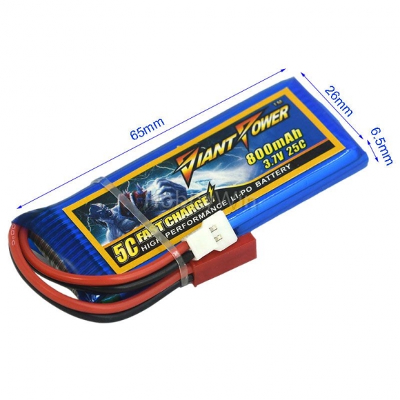 3.7V 1S 800mAh 25C LiPO Battery MX2.0 2P positive +JST plug