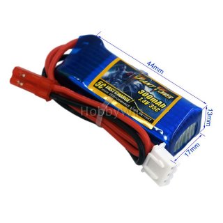 7.4V 2S 300mAh 35C 锂电池 JST插头