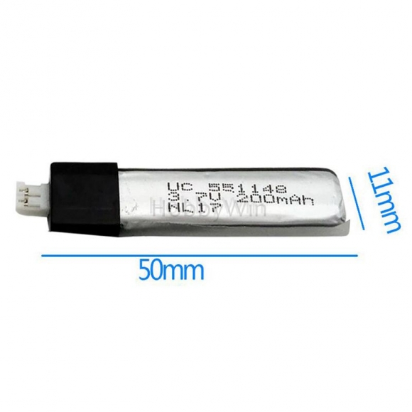 3.7V 200mAh LiPO Battery PH2.0 plug