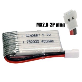 3.7V 400mAh 25C 锂电池 MX2.0 -2P 插头