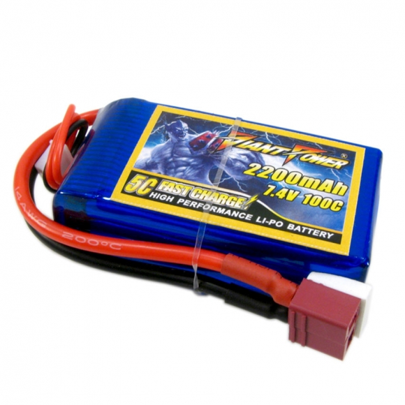 7.4V 2S 2200mAh 100C LiPo Battery T Plug