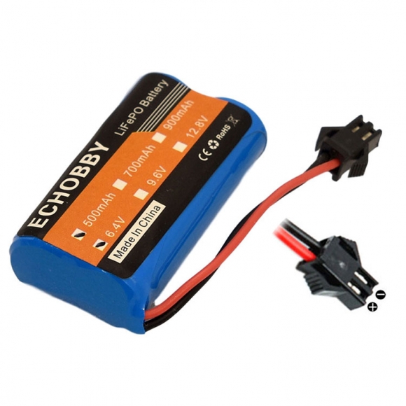 6.4V 2S 500mAh 锂铁电池 SM-2P 反向插头