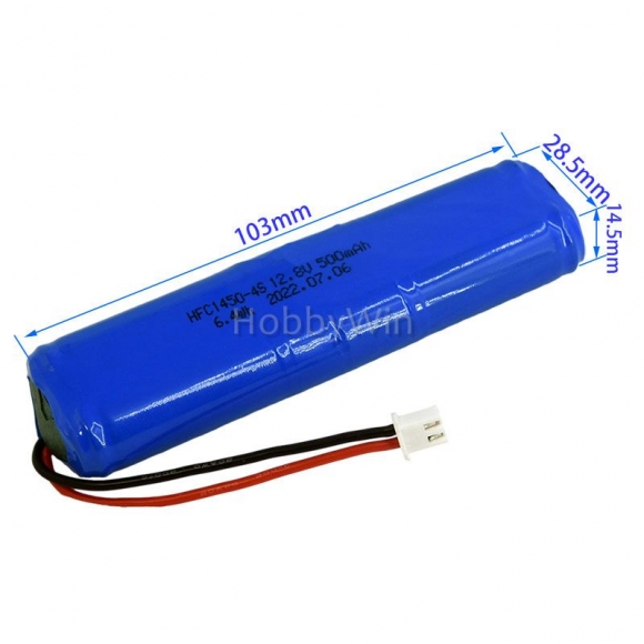 12.8V 4S 500mAh 6.4Wh LiFe Battery XH2.54 2P plug