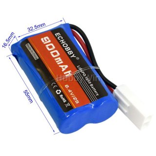 6.4V 2S 900mAh 锂铁电池 EL2P 母头 正方负圆