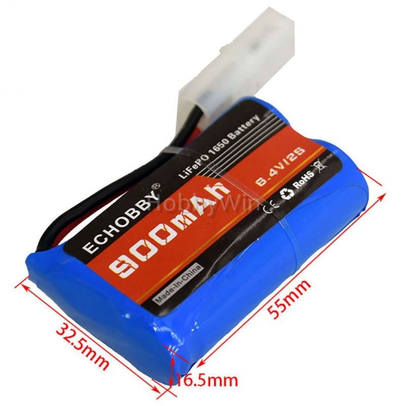 6.4V 2S 900mAh LiFe Battery KET -2P Female Plug P -TO- S