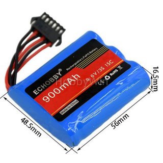 9.6V 3S 900mAh 锂铁电池 SM-6P插头