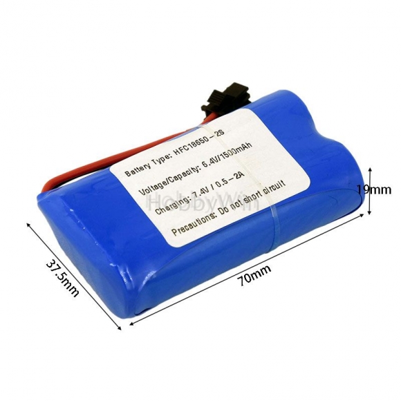 6.4V 2S 1500mAh LiFePO Battery SM2P Reverse Male Plug