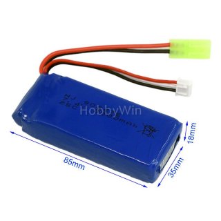 7.4V 2S 2000mAh 25C 锂电池 EL2P母头 正方负圆