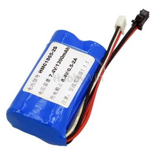 7.4V 2S 1300mAh 15C LiMn Battery SM2P Negative Plug