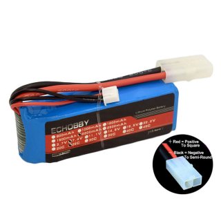 7.4V 2S 2200mAh 25C LiPO Battery Big Tamiya Female P -TO- S