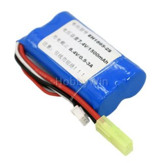 7.4V 2S 1500mAh 15C 锂电池 EL2P 母头(正方负圆)