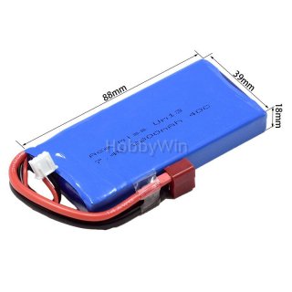 7.4V 2S 2800mAh 40C锂电池 T型插头