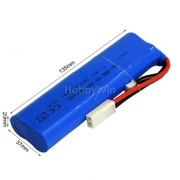 7.4V 2S 3000mAh 20C 锂电池 EL-2P母头 正方负圆