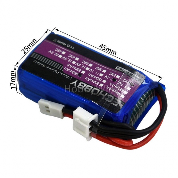 7.4V 2S 600mAh 20C 锂电池 MX2.0-2P 正向插头