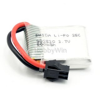 3.7V 1S 500mAh 25C LiPO Battery SM-2P positive plug