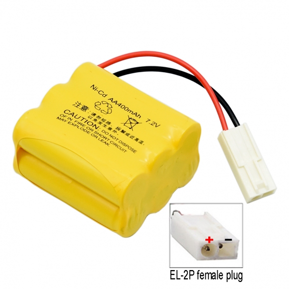 7.2V 400mAh 镍镉充电电池 EL-2P插头 正圆负方