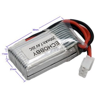 7.4V 200mAh 20C 锂电池 MX2.0-2P 正向插头