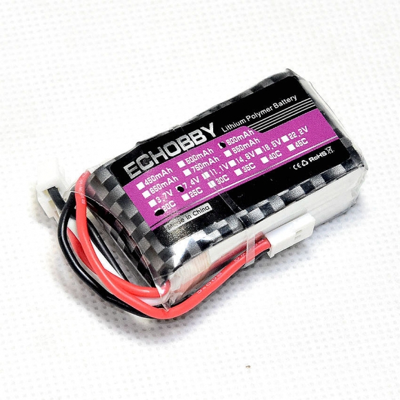 7.4V 2S 600mAh 20C LiPO Battery MX2.0 2P positive plug