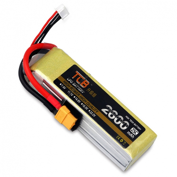 14.8V 4S 2600mAh 25C 锂电池 升级版 XT60插头