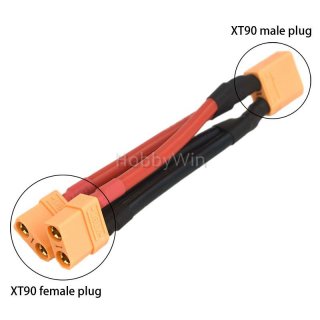 XT90 插头并联线 8awg硅胶线 1公头 +2母头