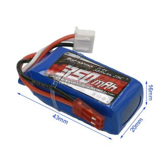 FMS part 7.4V 2S 350mAh 25C LiPO Battery JST plug