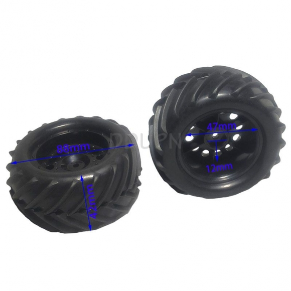 HSP part 86017NK Truck Wheels Complete Black Rim 2P