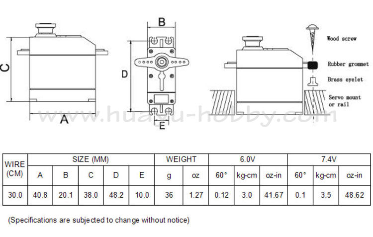 CYS S3003 3Kg Plastic Gear Analog Servo