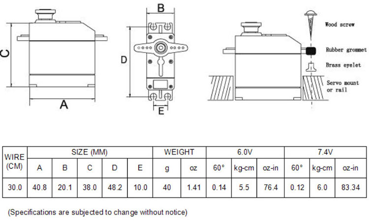 CYS MODEL S3006 Plastic Gear 6Kg Analog Servo