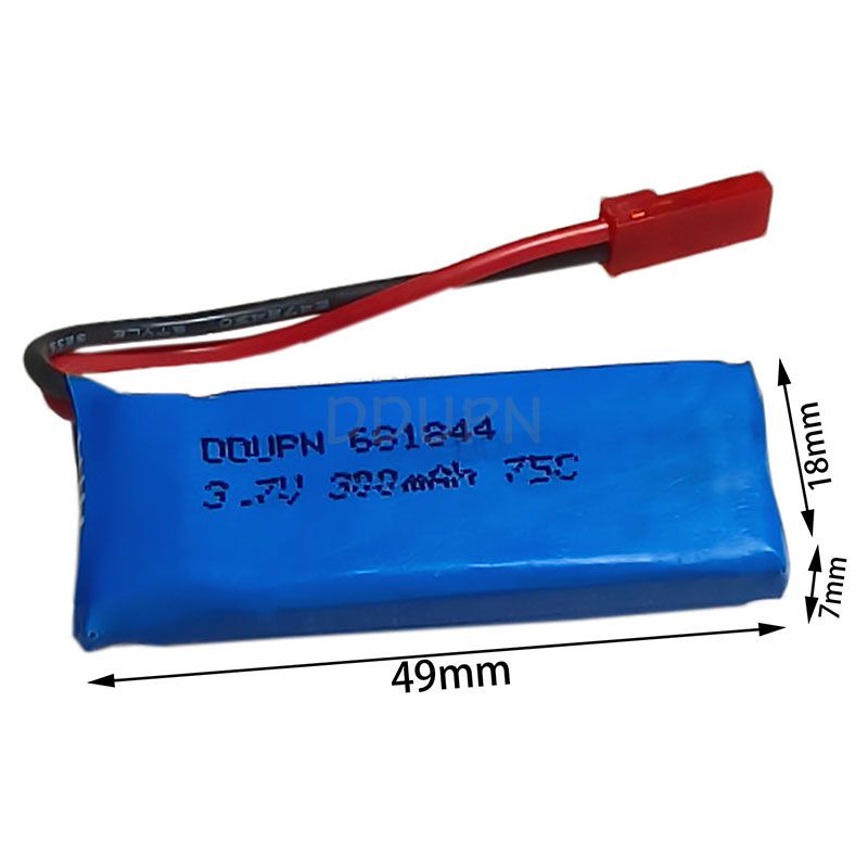 3.7V 1S 300mAh 75C LiPO Battery JST Plug
