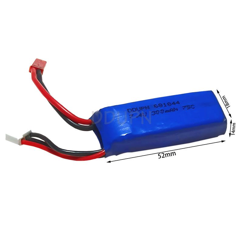 7.4V 2S 300mAh 75C LiPO Battery JST Plug