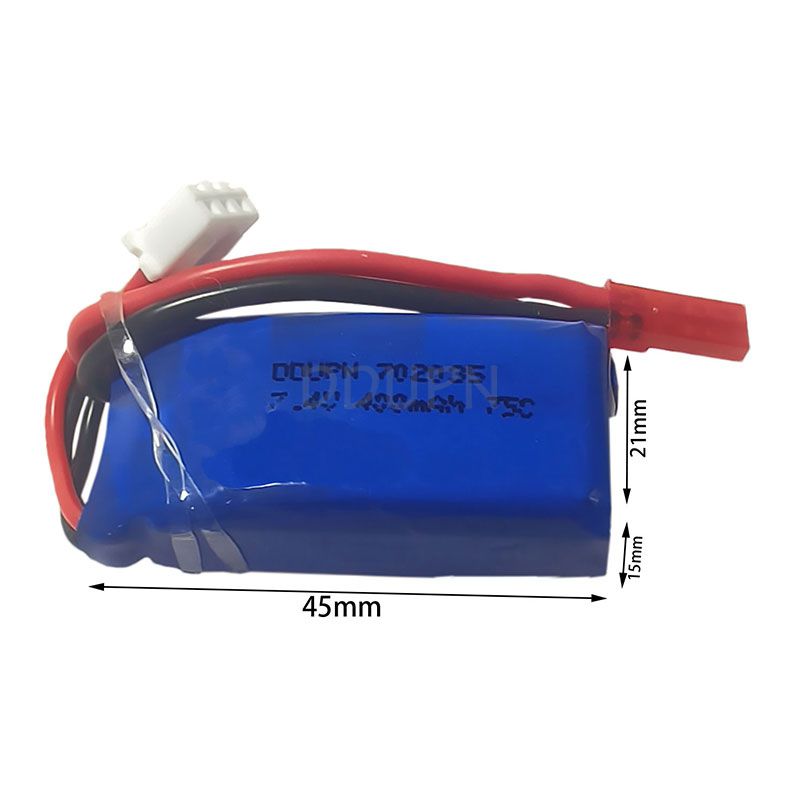 7.4V 2S 400mAh 75C锂电池 JST型插头