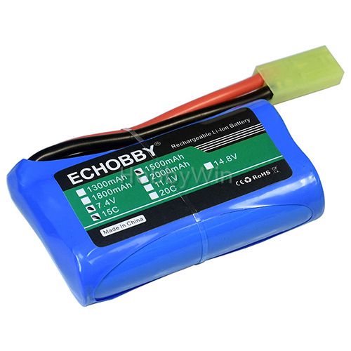 7.4V 2S 1500mAh 15C 锂电池 EL2P 母头 正方负圆 - 点击图像关闭