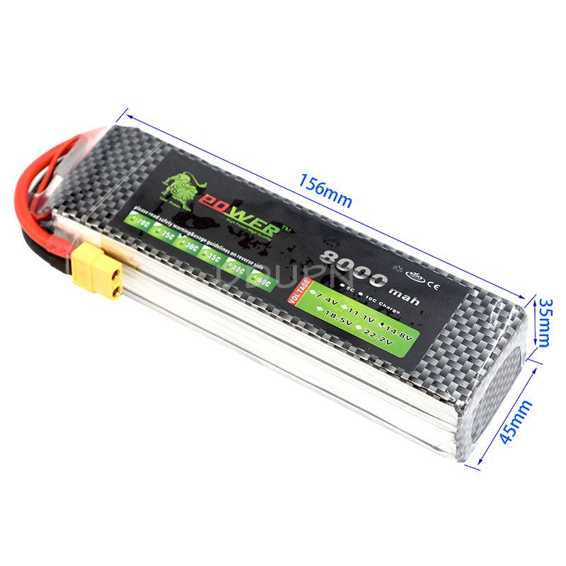 14.8V 4S 8000mAh 35C锂电池 XT60型插头