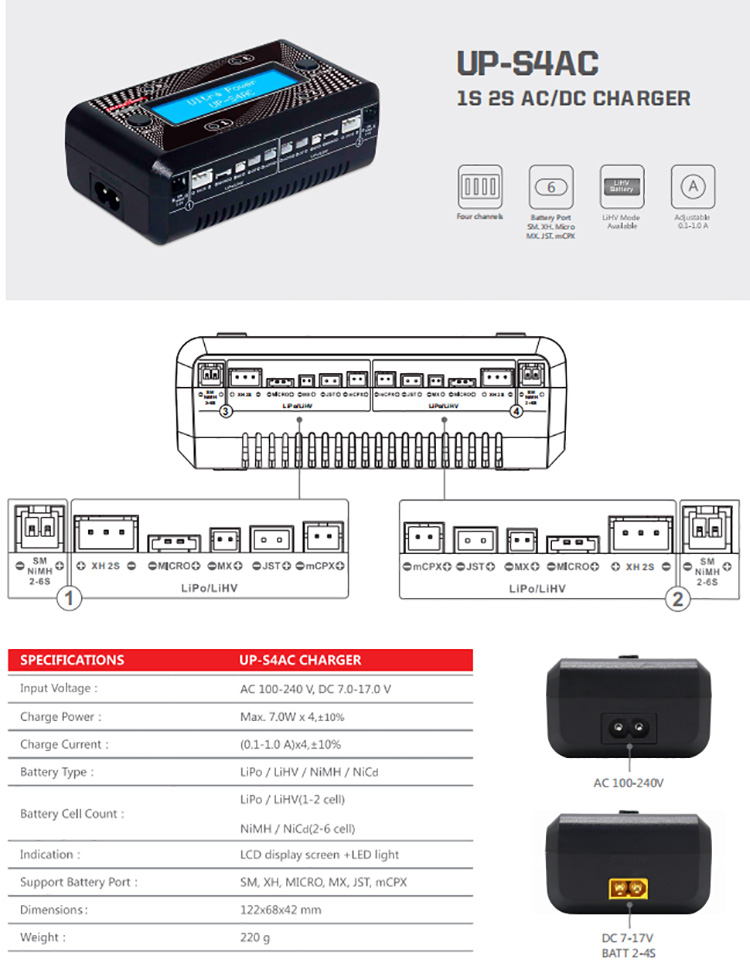 UP-S4AC 4CH Charger